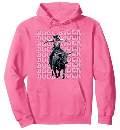 Bull Rider Bull Riding Coquette Bow Pink Ribbon Pullover Hoodie