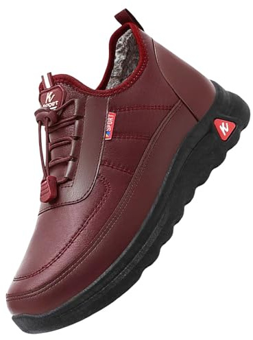 Generisch Botas de invierno para mujer, de algodón, impermeables, botines de invierno, botas de cuero, zapatos ortopédicos, botas cortas para invierno, botas de entretiempo, rojo, 38 EU