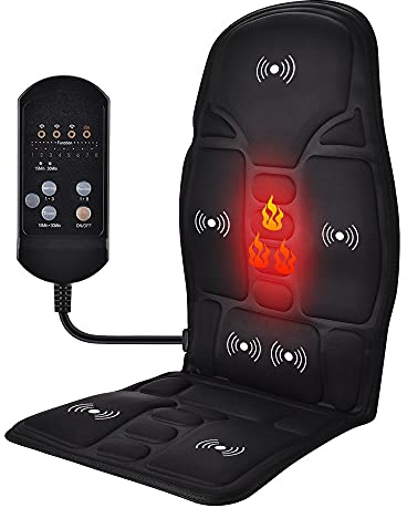 Oamger Massagesitzauflage, Massageauflage mit Wärme und Vibration, 8 Massagefunktionen, 7 Vibrationsmotoren, 3 Intensitäten, 15/30 Min Zeitbestimmung, Rückenmassaggerät zuhause und im Büro
