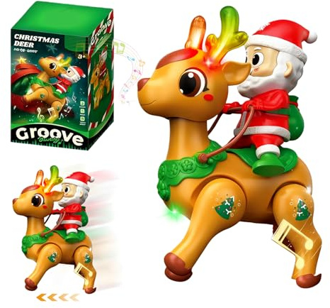 GAROMIA Jouet Père Noël dansant qui chante - Père Noël - Élan - Jouet électrique - Figurine de Noël - Cadeau de Noël