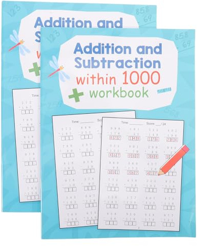 UKCOCO 2 böcker matematikövningsbok för grundskolan: Addition och subtraktion - övningsblad för blandade operationer - 32 sidor/bok för elever och lärare