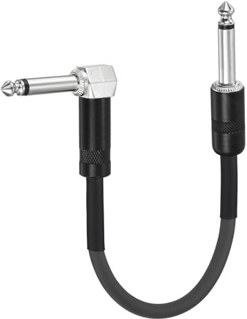 QUARKZMAN 1 Stk Gitarren Patchkabel 10 Zoll Pedalboard Kabel 1/4 Zoll Metall Gerade Biegung TS Winkel Gitarren Patch Effektkabel Für Instrument Effektpedal Mischpult Schwarz