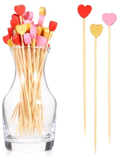 100 Stück Spieße Fingerfood, 12 cm Herz holzspieße fingerfood Bunt