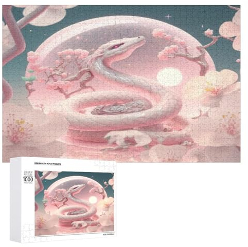 1000 Pièces Puzzle Serpent pour Adultes Et Adolescents Enfants Puzzles sur Planche De Bois Cadeau （75×50cm）
