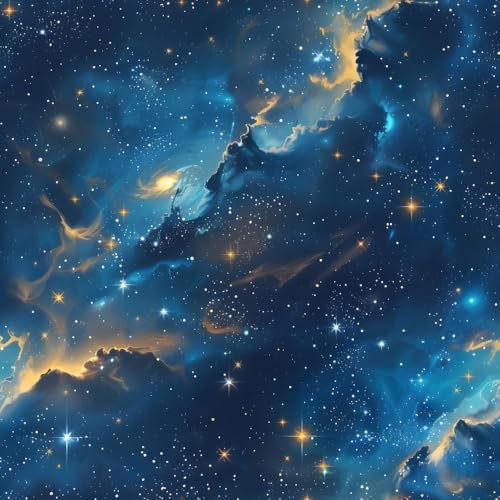 COKCOKR Deep Blue Galaxy Wall Paper Peel and Stick Adhesive Wallpaper 17.71 X 236.2Gold Star Starry Sky Wallpaper Self Adhesive Space Wall Decoration Contact Paper for Bedrooms, Children's Rooms