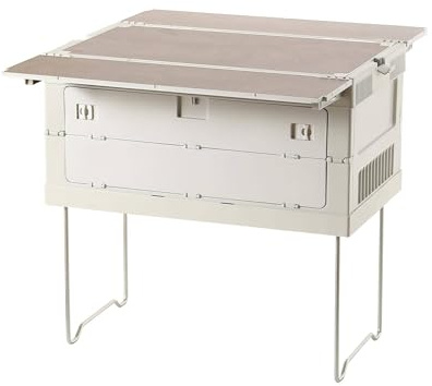 Well Home Caja de almacenaje para camping 3 en 1 con patas plegables Blanco 59,2x36,3x32,8cm