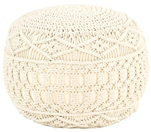 toolkix makramé, sittpuff, handgjord, 45 x 30 cm, bomull, stopppall, fotpall, puff, ottoman, sittkub, dekorativ