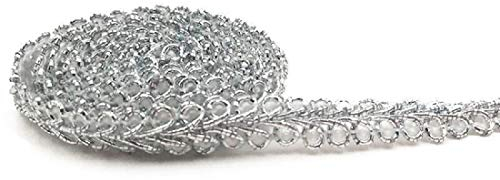 Yalulu 50 Meter Geflochten Drehkordel Borte aus Dekoband Zierband Geschenkband Spitzenborte Schnur Kordelband für Nähen Handwerk Hochzeit Kleidung Deko (Silber)