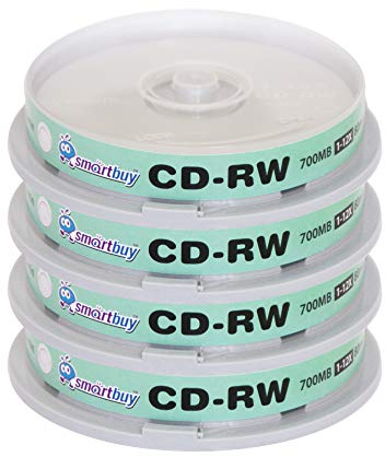 40 Pack Smartbuy CD-RW 1-12X 700MB/80Min High Speed Branded Logo Rewritable Blank Data Media Disc