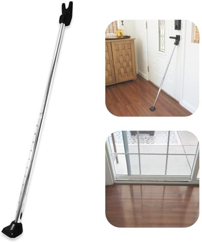 SECURITYMAN Barre de sécurité réglable 2 en 1 et barre de verrouillage de porte coulissante en verre – Construit en fer de haute qualité – Bâton de blocage, parfait pour la sécurité de la maison et de