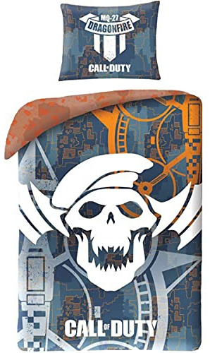 Halantex Bettwäsche Set Call of Duty Black Ops, Bettgarnitur 140x200 cm + Kissenbezug, Kinderbettwäsche + + Rucksack. 100% Baumwolle, Oeko-Tex (COD-5530BL- Grau)