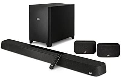 Polk Audio MagniFi Max AX SR 7.1.2 Heimkino Soundbar, Wireless Subwoofer, Dolby Atmos, DTS:X, HDMI eARC, Bluetooth, AirPlay 2, Google Chromecast - Schwarz