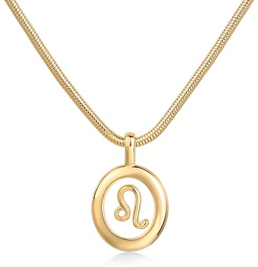 PAVOI 14K Yellow Gold Plated Floating Astrology Pendant Necklace for Women - Horoscope & Zodiac Layered Gifts - Leo Necklace