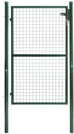 IDMarket - Portillon de Jardin 105 x 150 cm en Acier Vert avec Serrure et poignée