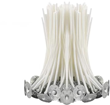 Dochte für Kerzen, rauchfreier Wachs, Zubehör zur Kerzenherstellung, vorgewachst, für Kerzen, DIY, dicker Kerzendocht mit Sockel, 6 cm, 100 Stück