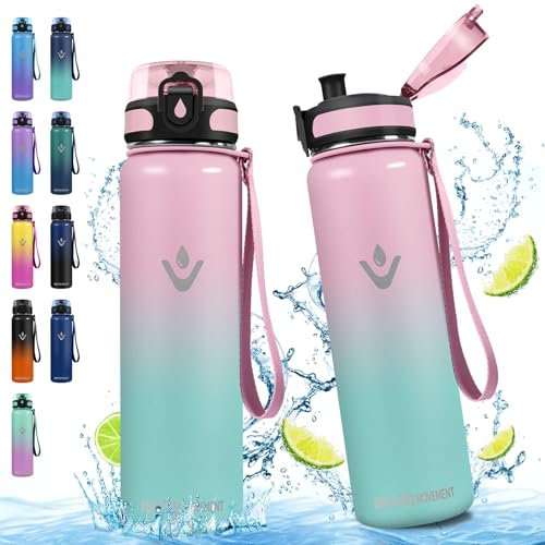 Vikaster Trinkflasche Thermosflasche, 500ml BPA-Frei, Auslaufsicher, Thermoskanne, 18/8 Edelstahl, Thermosflasche für Erwachsene, Sport, Fahrrad, Reisen, Fitness