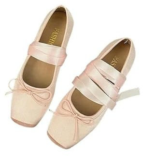 JINGBDO Ballerine da Donna tra Gamba di Seta in Seta in Seta Piatto Donna Quadrato di Punta Bowknot Elastic Ladies Nozze Floreali Scarpe Floreali-Rosa-38