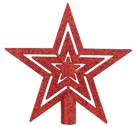 SULOLI Rot Glänzender Weihnachtsstern,Stern für die Weihnachtsbaum,glänzenden Christbaumspitzen Für weihnachtsbaumschmuck Party Dekoration