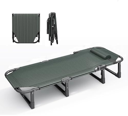 Hopfällbar Säng för Camping Kan Belastas Upp Till 250 kg, Hopfällbar Säng med Kudde 4-lägesjustering av Ryggstöd, Bredd 75 cm, för Trädgård, Camping