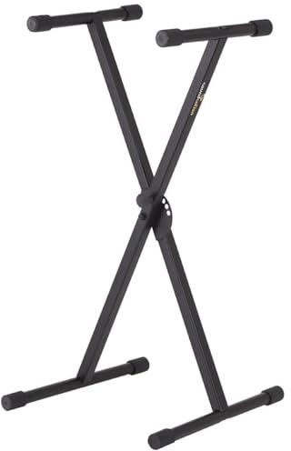 MusicalStore2005 Supporto Tastiera Ad X Regolabile in Acciaio - Stand Robusto per Tastiere e Workstation, Altezza Regolabile 640-980 mm, Carico Max 20 Kg