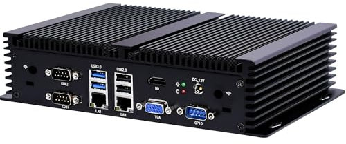 Fanless Mini Industrial PC, Intel Core I7 Windows 10 Pro, 8*USB, 6*COM Rs232,HDMI,VGA, 2.4G+5G Dual WiFi, Barebone, Mini Desktop Computer, Metal Case