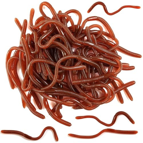 Fonyiunce Artificial lombriz, Silicona Suave biomimética Cebo lombriz Señuelos Pesca lombriz Simulación Gusanos Rojos plástico Ambiente Verde Fuerte tentación Cebo Falso RedWorm