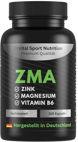 ZMA Giga Caps, Magnesium, Zink & Vitamin B6 Komplex - 210 Kapseln, 190mg Magnesium pro Kapsel, Immunsystem, Elektrolyte & Muskelfunktion, vegan & laborgeprüft