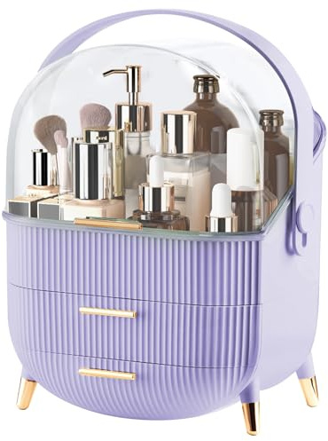 Makeup Storage Organiser with Clear Lid, Skincare Organiser Drawers Purple | Cosmetic Organisers for Bathroom,Dressing Table Organisers Beauty Holder,Dustproof Waterproof