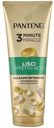 Pantene Balsamo 3 Minute Miracle Lisci Effetto Seta per Capelli Crespi Pro-V Active Nutri-Plex 220ml