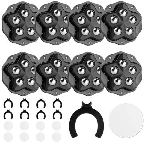 8 PzRuote per Mobili Pesanti,Rotelle per Mobili Autoadesive Piccole,Ruote per Spostare Mobile Piatte,Rotelle per Elettrodomestici,Ruote Girevoli a 360 Gradi con 5 Sfere in Acciaio e Freno e Adesivo