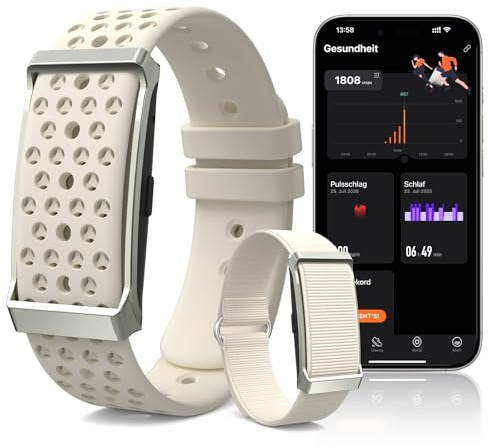 iSo Tech Fitness Tracker Ohne Display Damen Herren, Smart Band Smartwatch mit 24/7 Schlaf Herzfrequenz SpO2 Stress Überwachung, 35 Tage Akku, 170+ Sportmodi, IP68 Wasserdicht, Kein ABO (iOS/Android)