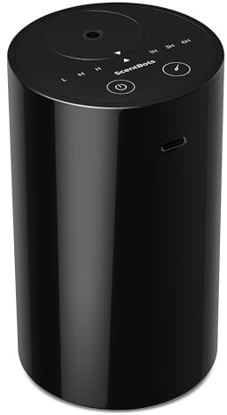 Waterless Essential Oil Diffuser, Battery Operated Aromatherapy Diffuser with 20mL Capacity, Mini Portable Scent Air Diffuser, 3 Countdown Timers & Mist Levels for Home Room Car Office, ANZ Black