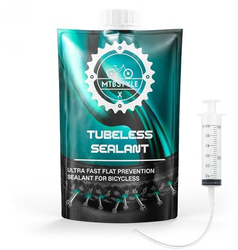 XMTBSTYLE Cykel 800 ml punkteringsvätska | MTB rörlös vätska | reparerar punkteringar för cykel 29 27,5 26 fot | Däcktätningsmedel för reparation av hjul | Tätning upp till 6 mm (vätska + spruta)
