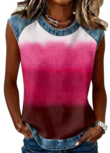 Générique Blouse Femme Populaire Baseball sans Manche T Shirt Grandes Tailles Èté Imprimer Col V Confortable