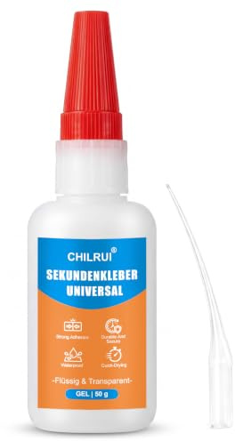 Super Glue 50 g,Pegamento Fuerte,Superpegamento Gel Extra Fuerte | Transparente,sin Goteo,Resistente al Agua Calor para Plástico Madera Metal Vidrio Cuero Bricolaje con Cierre de Aguja