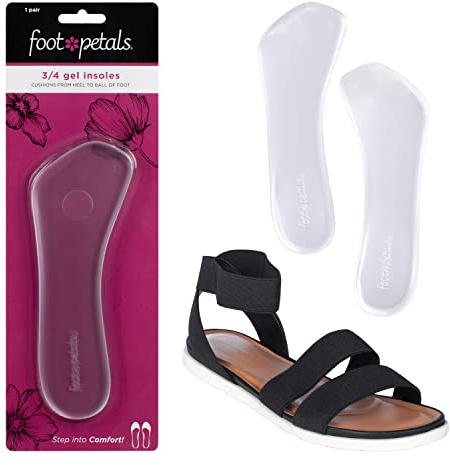 Foot Petals 3/4 Insole Cushions, Prevent Feet from Sliding Forward, Callus Prevention, Women's Heels, Wedges, Sandals, 1 Pair, Gel