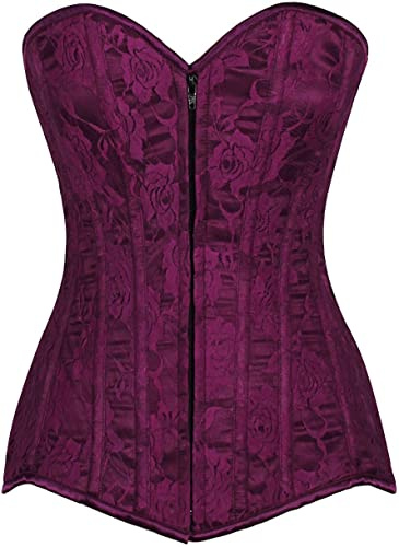 Lavish Magenta Lace Overbust Corset w/Zipper (XLarge)