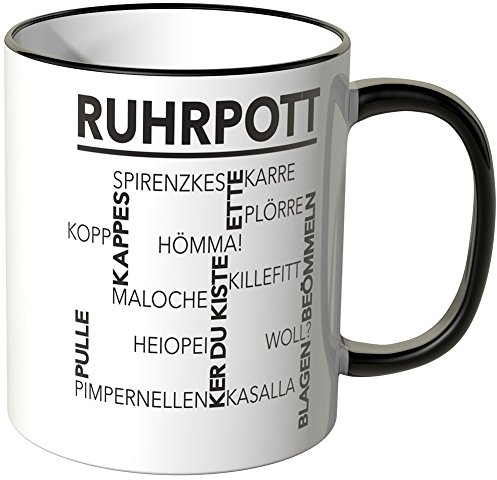 Wandkings® Tasse mit dem Schriftzug Ruhrpott Wörter- Schwarz