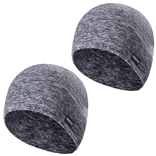 TAGVO Winter-Fleece-Mütze, Running Beanie Mütze Kopfbedeckungen mit Ohrenschützer, Helm Liner für Erwachsene Frauen und Männer elastische Größe Universal (Grau-1 Packung)
