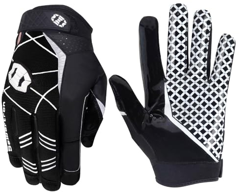 Seibertron Pro 3.0 Elite Ultra-Stick Sports Receiver/Empfänger Handschuhe American Football Gloves Jugend und Erwachsener (schwarz, XXL)