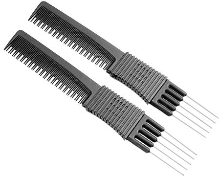 Healifty 2pcs Gabelkamm Toupierkamm Carbon Profi Friseur Haar Styling Kamm Zubehör Geräte Set für Damen Herren