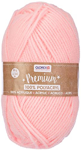 Glorex 5 1001 04 - Premium Wolle aus 100 % Acryl, leicht zu verarbeiten, vielseitig einsetzbar, wärmend, weich, nicht kratzend, 50 g, ca. 140 m, rosa