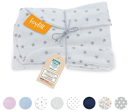 joyfill® Stillkissenbezug [170cm] Kuschelweich & Schadstofffrei Dank 100% zertifizierter ÖKO-TEX Baumwolle I Stillkissen Bezug Made in Germany I Waschbar bei 60° (Weiß Sterne)