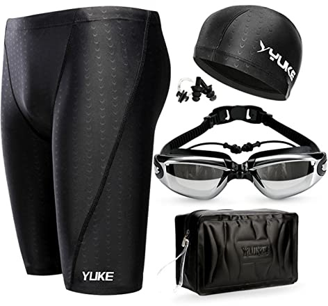 Voiakiu Jammer de Baño para Hombre - Pack 5 Bañadores Racing & Training - Elástico con Gorra, Gafas, Clips para los Oídos, Tapón para la Nariz, Bolsa
