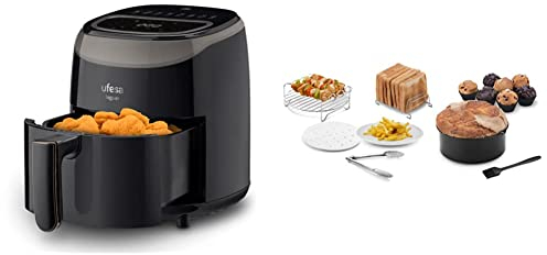 Ufesa Jaguar Freidora de Aire sin Aceite de 3.5L, 8 Programas, 1200W, Digital, Temporizador, Temperatura 80ºC - 200º + Ufesa Pack 7 Accesorios para Freidora de Aire sin Aceite, 3.5L o más
