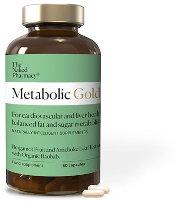 The Naked Pharmacy | Metabolic Gold | Blood Pressure & Cholesterol Lowering | Liver Support | Citrus Bergamot, Artichoke Extract & Baobab | No Additives | Vegan | 60 Capsules