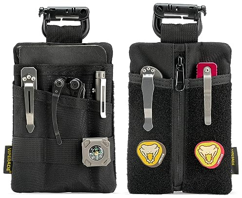 VIPERADE VE25 EDC Pouch - Multitool Pouch with 7 Pockets, DIY Patches Area for Everyday Carry (Black)