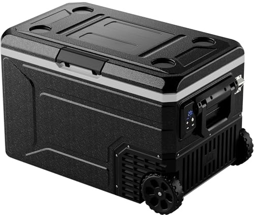 EKOJUCE 12V Refrigerator, 69 Quart Electric Cooler, 12V/24V DC 100~240V AC, 12v cooler -4℉~68℉, Portable Freezer with Wheels for Truck, RV, Camping,Travel