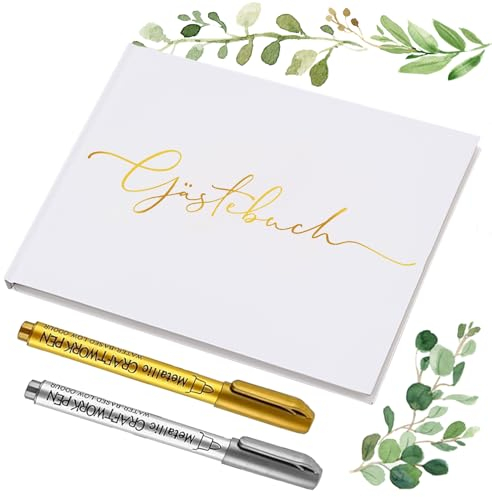MILIAFLICK Gästebuch Hochzeit Gästebuch Blanko Gästebuch Geburtstag Gästebuch Babyparty Gästebuch Konfirmation Hochzeitsgästebuch Hochwertiges Hochzeitsbuch Vintage Hochzeit Gästebuch für Babyparty