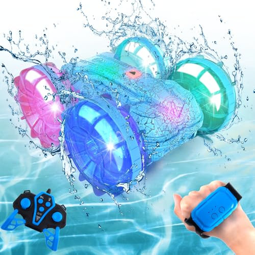 Remoted Car Toys Blue Amphibisches ferngesteuertes Auto und Boot Spielzeug für Jungen im Alter von 5-12 Jahren, RC-Fahrzeug für den Pool, (blau)